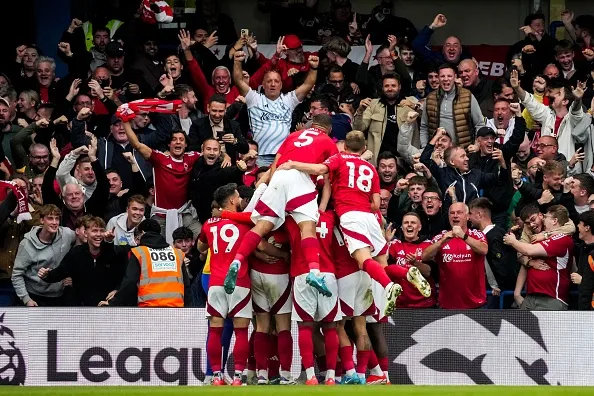 Nottingham Forest players rejoicing