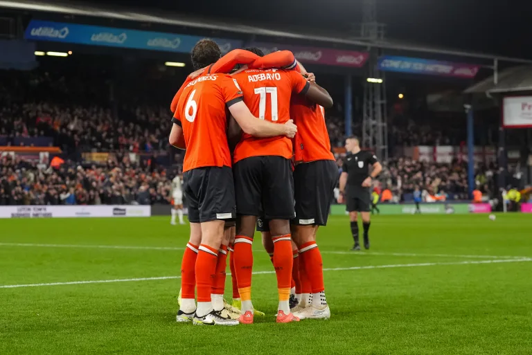 Luton Town players Rejoicing