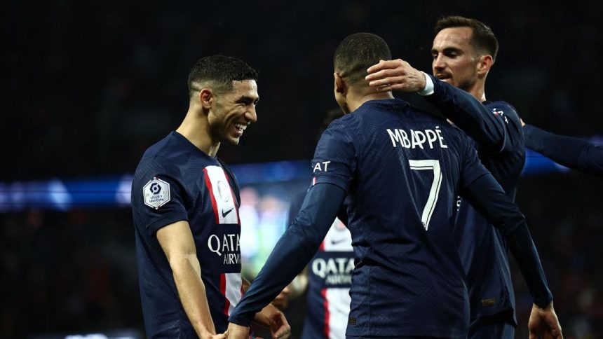 Paris Saint-Germain players rejoicing