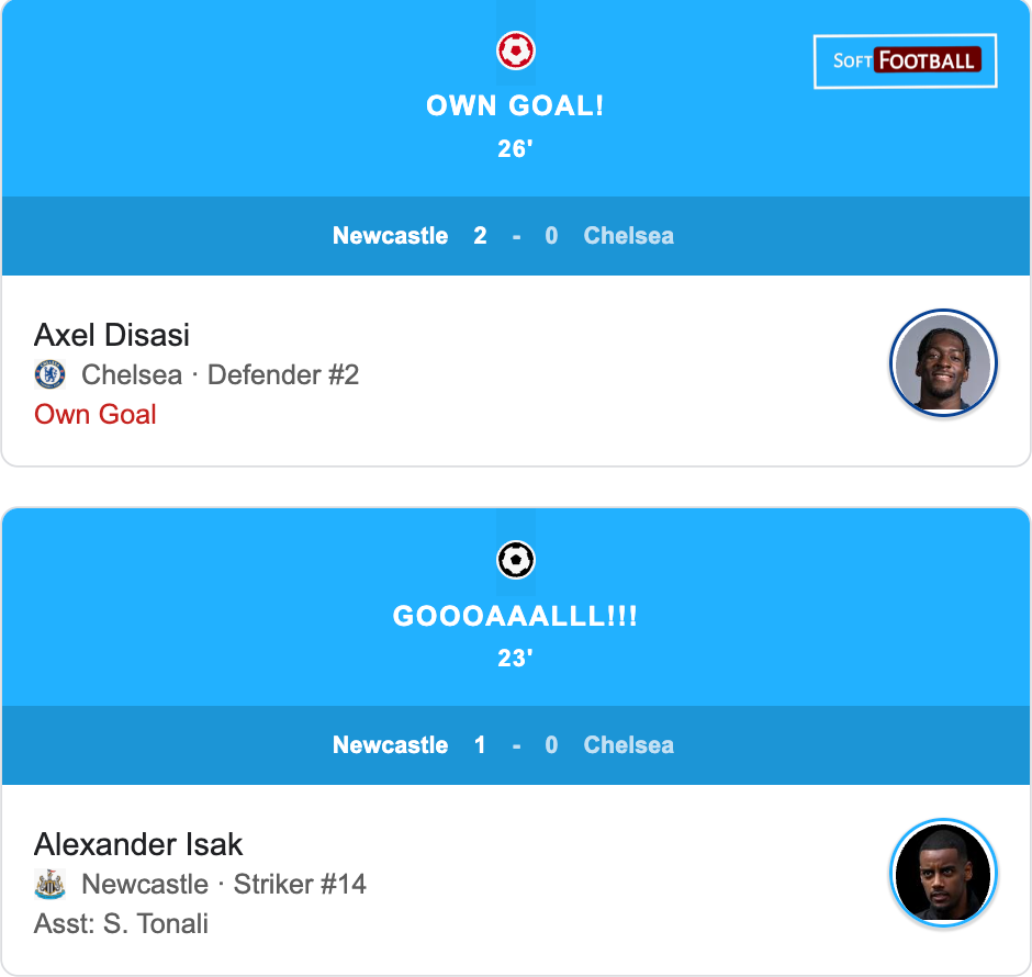 Newcastle Dump Chelsea Out of EFL Cup with 2–0 Win at St. James’ Park - Photo Credit : Softfootball Media