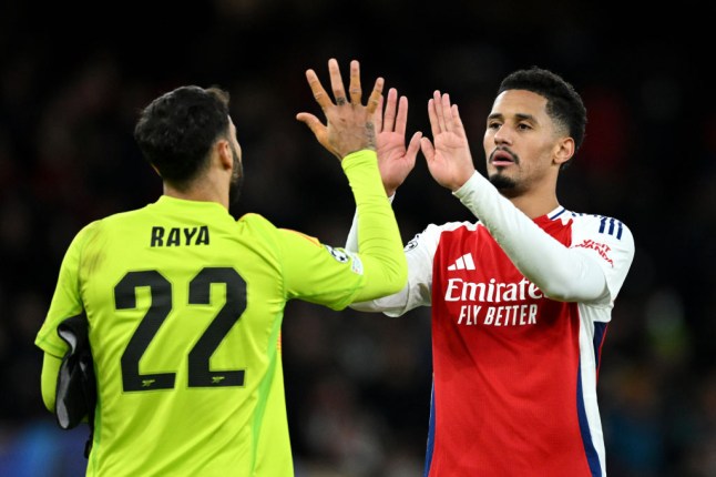 William Saliba with David Raya (Photo credit: Getty)