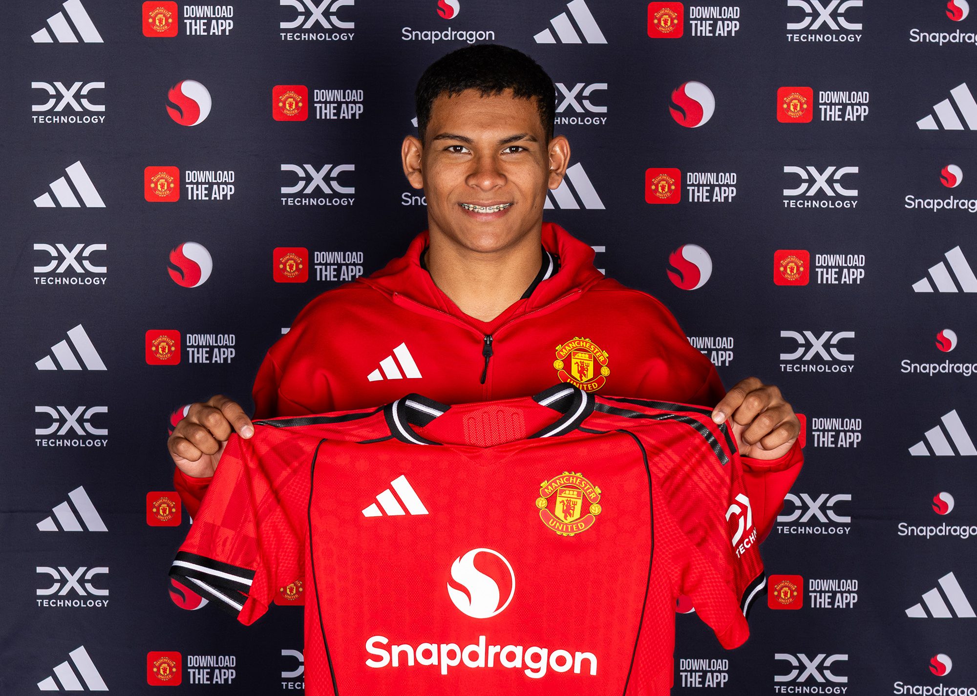 Diego Leon unveiling at Man United. Photo credit: Manutd.com