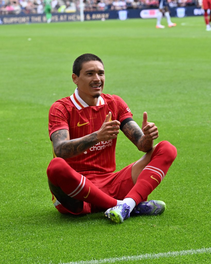 After scoring Liverpool’s second goal, Darwin Núñez imitated Jota’s goal celebration (Photo Credit: Getty)