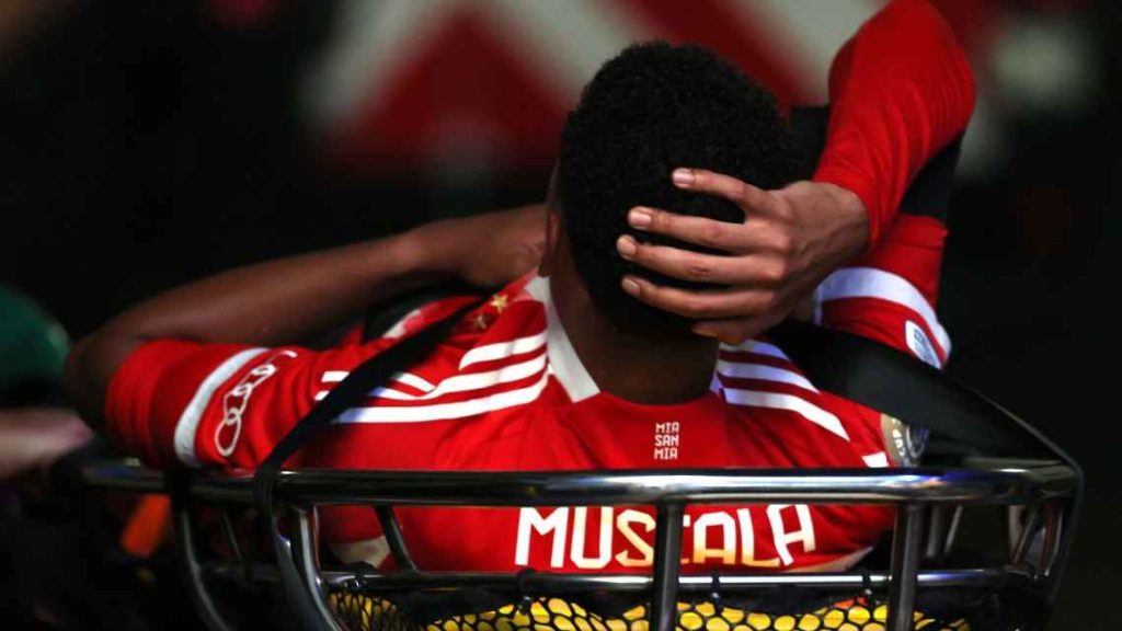 Jamal Musiala has returned to Germany following the serious injury he suffered (Photo Credit: Getty)