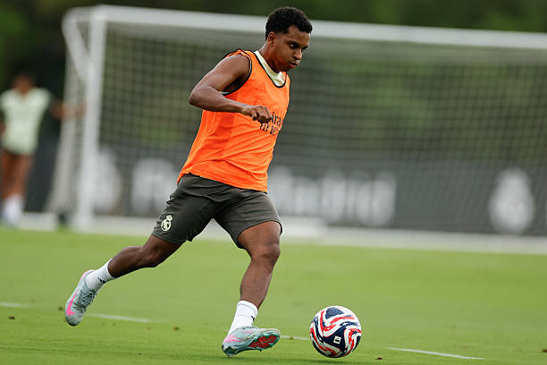 Rodrygo in action during training (Photo by Antonio Villalba/Real Madrid via Getty Images)