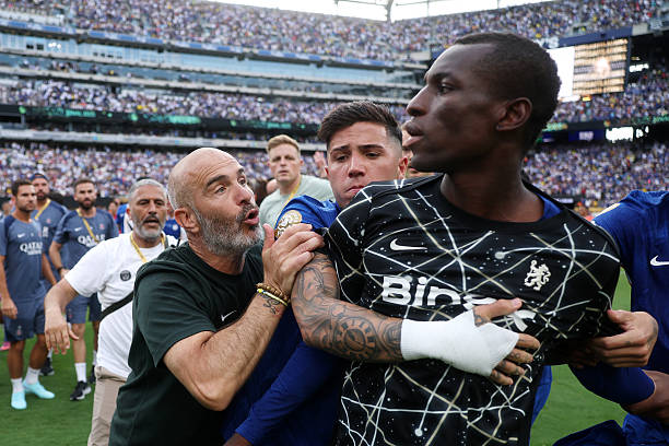Chelsea announce over 4 players to leave club before new season 23 Maresca and Fernández hold back Jackson during post-match scuffle (Photo Credit: Getty)