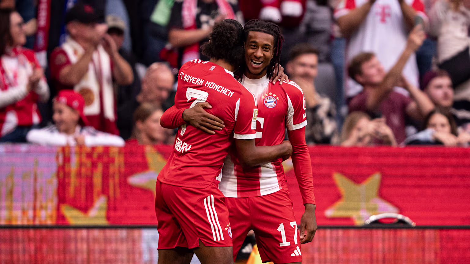 Olise created an assist in Bayern's five-goal thriller. (Credit: Bayern Munich media).