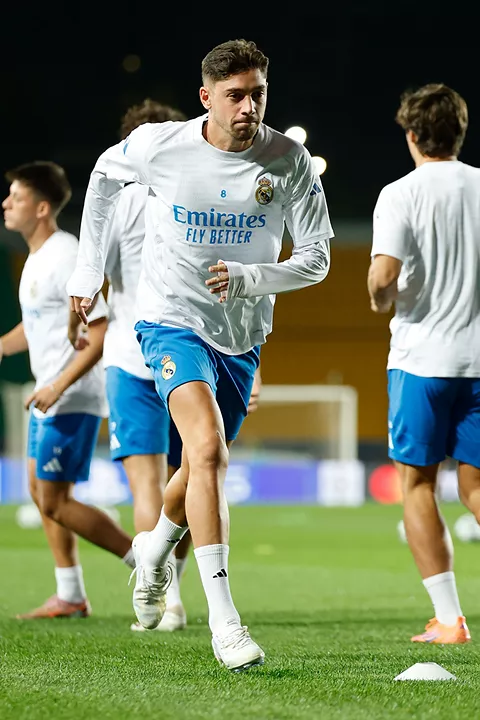 Fede Valverde in training ahead of the ucl game against Khirat Almaty (Photo Credit: Real Madrid website)