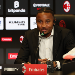 AC Milan's new signing, Christopher Nkunku during his press conference at the San Siro on Thursday. (Credit: Milan Media).