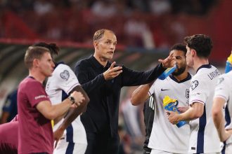 Thomas Tuchel during England's 5-0 win over Serbia at Belgrade last Tuesday. (Credit: England media).