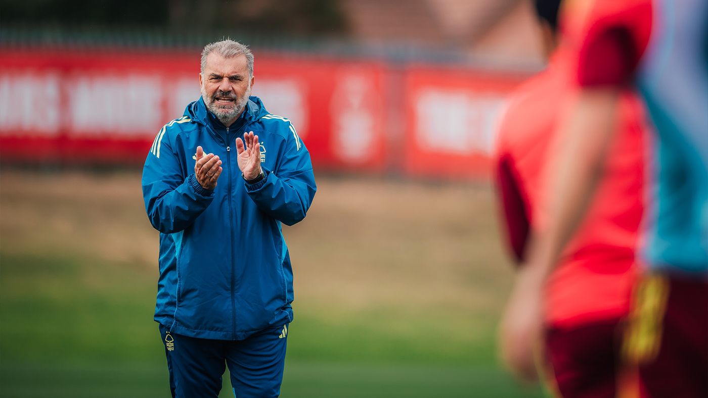 New Nottingham Forest coach Ange Postecoglou is conducting his first training sessions with the players. (Credit: Nottingham forest file)