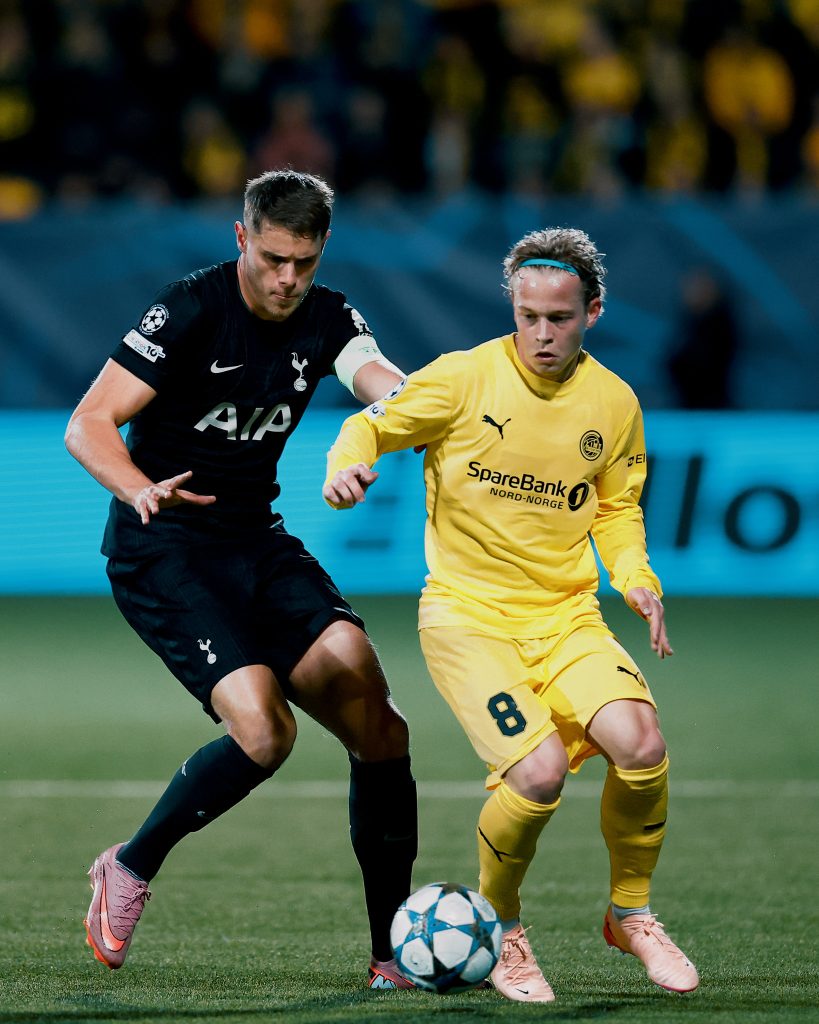 Micky van de Ven of Tottenham Hotspur and Sondre Auklend of Bodo/Glimt (Photo Credit: Tottenham Facebook page)