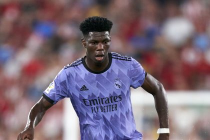 Aurélien Tchouaméni celebrates a goal. Photo credit: Real Madrid media.