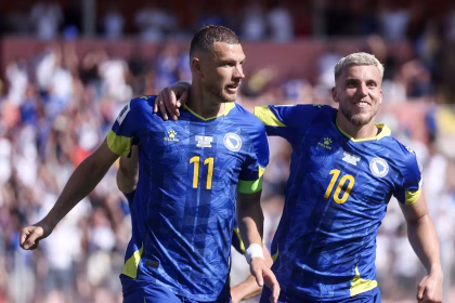 Edin Dzeko celebrates a goal. Photo credit: FIFA media