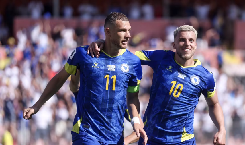 Edin Dzeko celebrates a goal. Photo credit: FIFA media