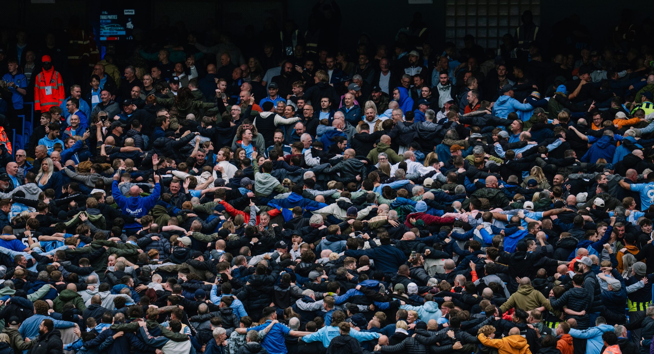 Manchester City fans Celebrating during the 3-0 win over Manchester United(Photo Credit: Manchester City X handle)