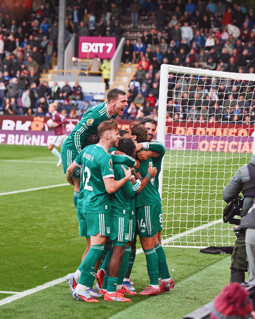 Liverpool Players Celebrating the win against Burnley (Photo Credit: Liverpool via X)