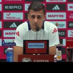 Rodri addressing the press ahead of Sunday's clash against Turkey. (Credit: @SpainIsFootball on X).