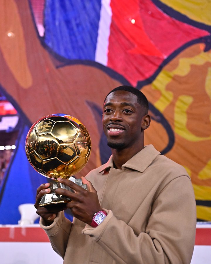 Ousmane Dembele with his Ballon d’Or (Photo Credit: PSG Media)
