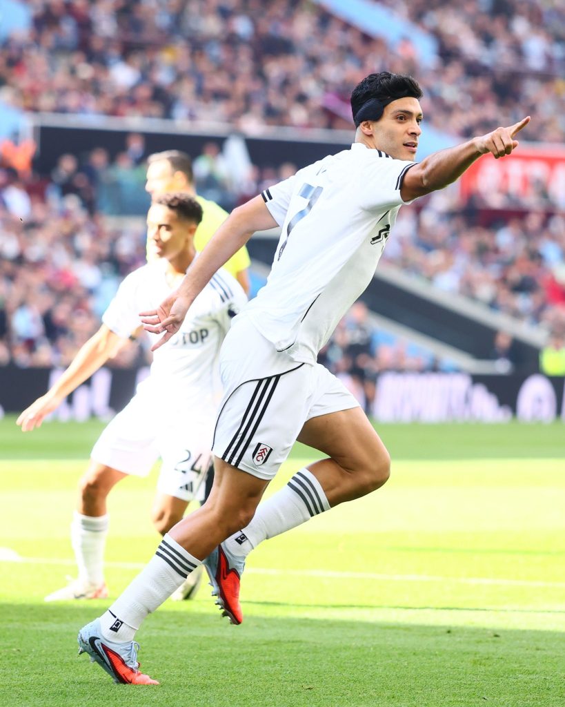 Raul Jiminez after scoring Fulham's first goal (Photo Credit: Fulham X handle)