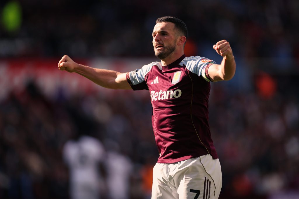 Aston Villa Captain John McGinn Celebrates after scoring against Fulham (Photo Credit: Aston Villa X handle)