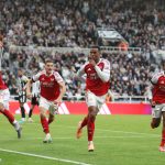 Arsenal players celebrate after a dramatic late winner against Newcastle (Photo Credit: Arsenal X handle)
