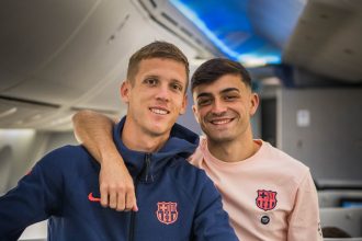 Barcelona players Dani Olmo and Pedri (Credit: @FCBarcelona on X).