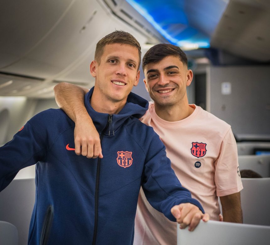 Barcelona players Dani Olmo and Pedri (Credit: @FCBarcelona on X).
