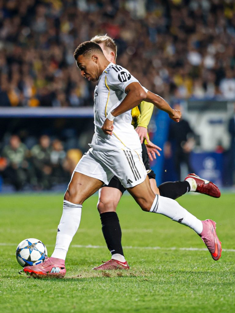 Kylian Mbappe in action for Real Madird against Kairat Almaty (Photo Credit: Real Madrid X handle)
