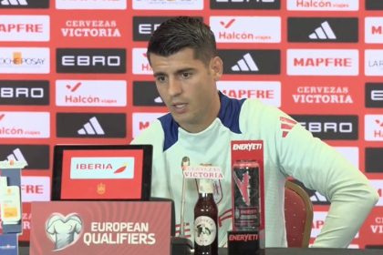Alvaro Morata speaking during Spain's pre-match conference on Wednesday. (Credit: Spain's official X handle.)