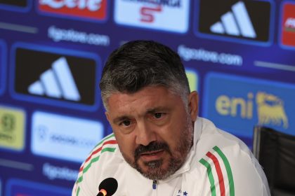 Gatuso spaking ahead of Friday's game against Estonia. (Credit: @Azzurri_En)