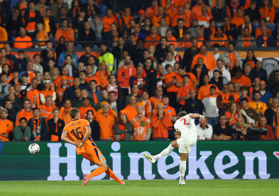 Matty Cash equalizing goal against Netherlands (Photo Credit: Poland's X Handle)