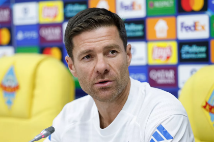 Xabi Alonso speaking to the press ahead of the game against Kairat Almaty (Photo Credit: Real Madrid website)