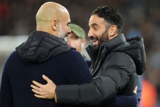 Pep Guardiola, Rúben Amorim (Credit: Fabrizio Romano via X)