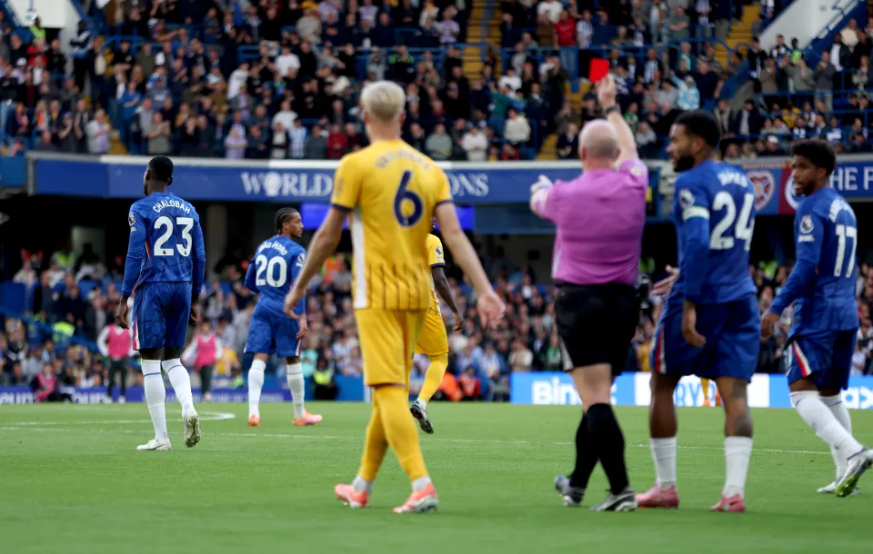Trevoh Chalobah sent off during Chelsea vs Brighton match (Photo Credit: Chelsea's Media)