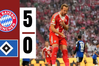 Harry Kane scored a brace, alongside a single goal from trio players Serge Gnabry, Alexander Pavlovic and Lius Diaz for the hosts to extend their dominance in the league. (Credit: Softfootball).