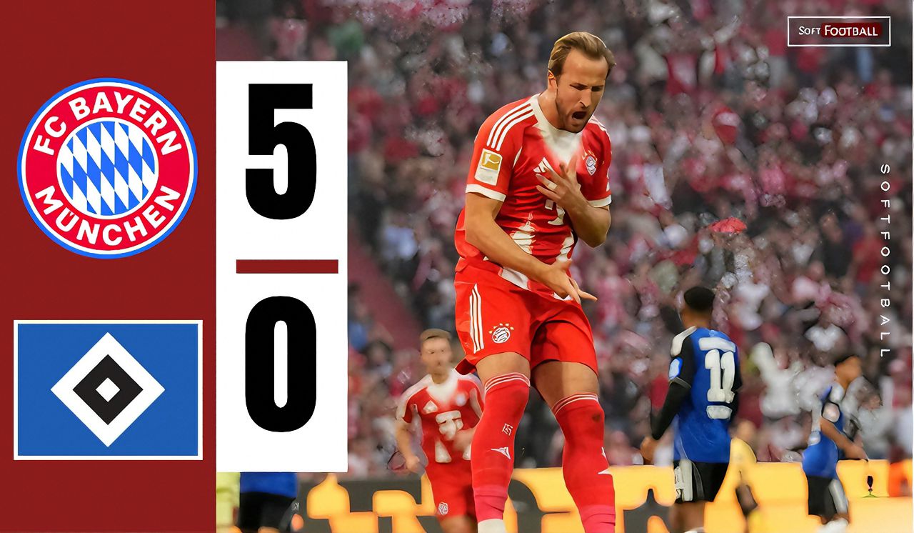 Harry Kane scored a brace, alongside a single goal from trio players Serge Gnabry, Alexander Pavlovic and Lius Diaz for the hosts to extend their dominance in the league. (Credit: Softfootball).
