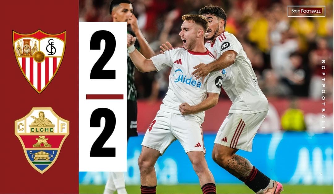 Sevilla played a 2-2 draw against Elche at the Ramon Sanchez Stadium on Friday evening. (Credit: Softfootball)
