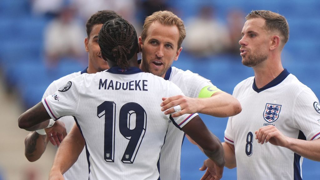 Harry Kane Celebrates scoring against Andorra (Photo Credit:England football )