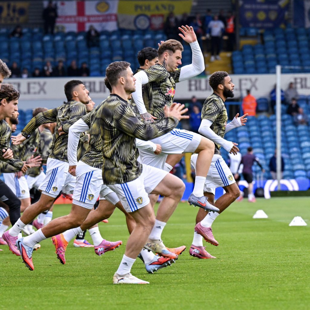 Leeds Players warming up ahead of a match (Photo Credit: Leeds United facebook page)