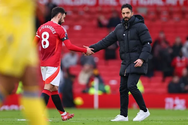 Bruno Fernandes and Ruben Amorim (Photo Credit - Manchester United via X)