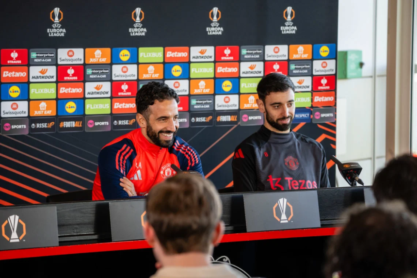 Bruno Fernandes and Ruben Amorim (Photo Credit - Manchester United website)