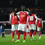 Bukayo Saka celebrates scoring Arsenal's second goal against Brighton (Photo Credit: Arsenal X)