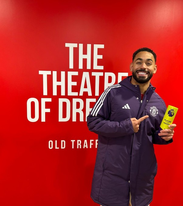 Matheus Cunha with his Man of the Match Award. Photo Credit: Man United Media