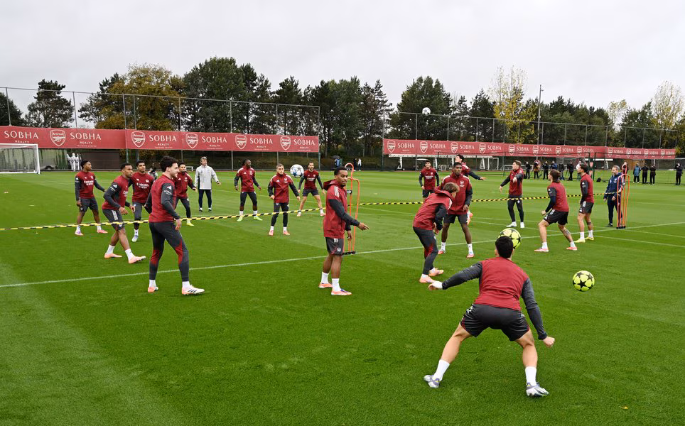 Arsenal players training ahead of the game against Atletico Madrid (Photo Credit: Arsenal website)