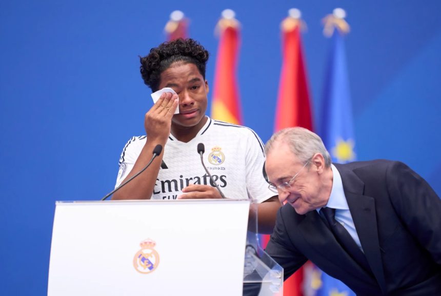 Endrick in tears. Photo credit: Real Madrid media.