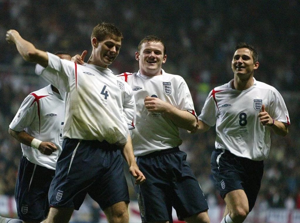 Steven Gerrard, Wayne Rooney and Frank Lampard. Photo credit: England Media.