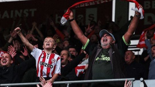 Brentford fans after a 3-1 win over Manchester United last Saturday. (Photo credit: @BrentfordFC on X).