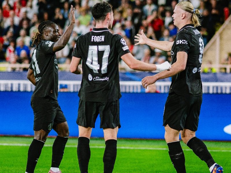 Haaland scored a brace in Manchester City's 2-2 draw with Monaco. (Photo Credit: @ManCity on X).