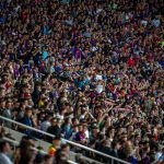 Bareclona fans during the game against PSG (Photo Credit: Barcelona X handle)